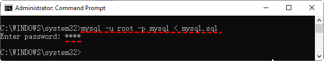 恢復(fù)單個MySQL數(shù)據(jù)庫 CMD